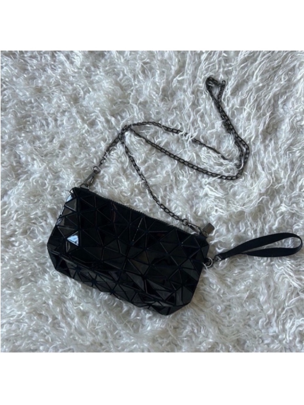 Emilio Pepe Italy Geometric Black Crossbody Bag/Clutch/Wristlet